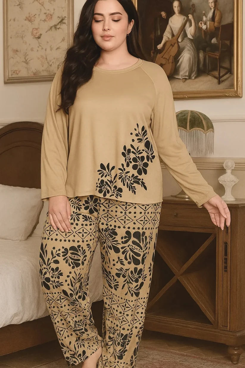 Skin Leave Print Night Suit
