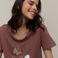 Brown Butterfly Printed Night Suit
