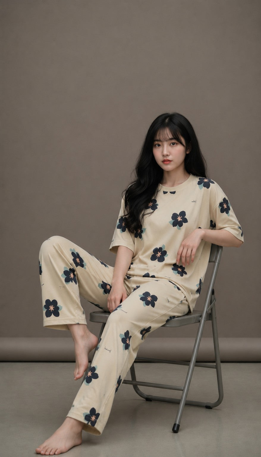 Big Flowers Printed Night Suit