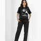 Black Never Give Up Printed Night Suit
