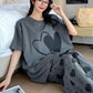 SR-DOUBLE HEARTS PRINTED NIGHT SUIT - GREY