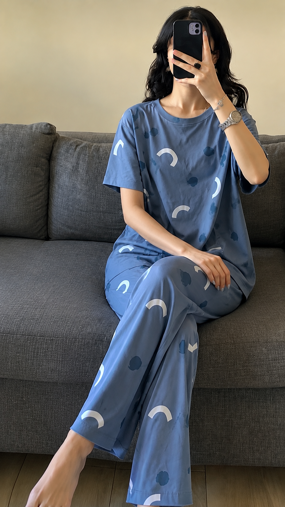 Pattern Printed Woman Night Suit