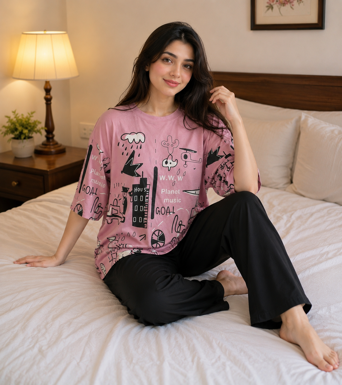 SR-PLANET PRINTED PJ SUIT - PINK