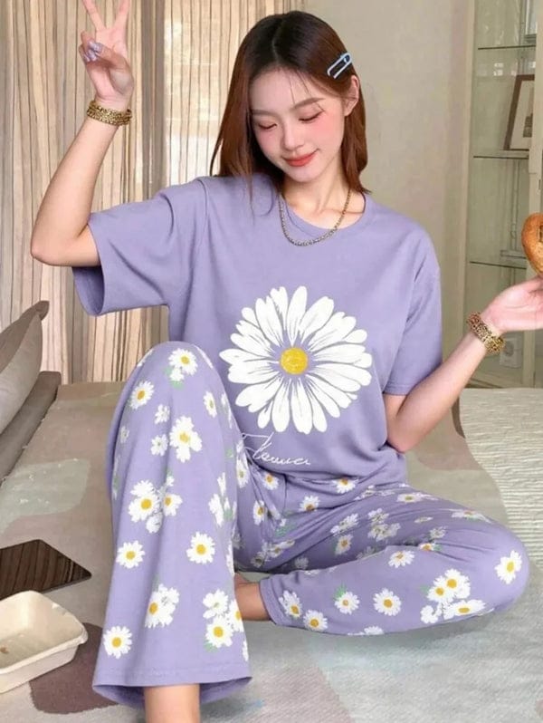 Purple Floral Printed Night Sui