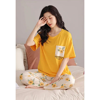 Yellow Pocket Flower Pj Siut