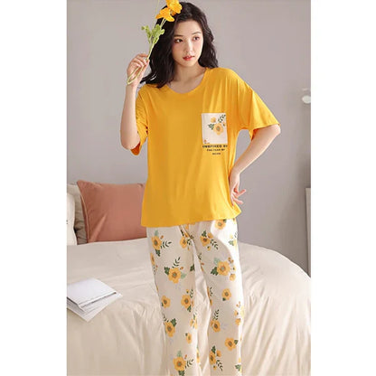 Yellow Pocket Flower Pj Siut