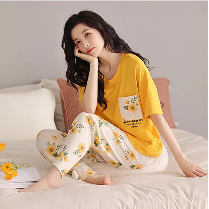 Yellow Pocket Flower Pj Siut