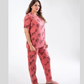 T-pink love heart printed night suit