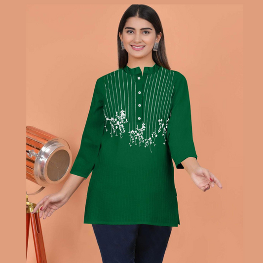 Vertical Stripe Embroidery Kurti