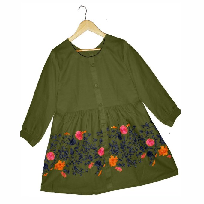 Floral Embroidery Tunic Dress