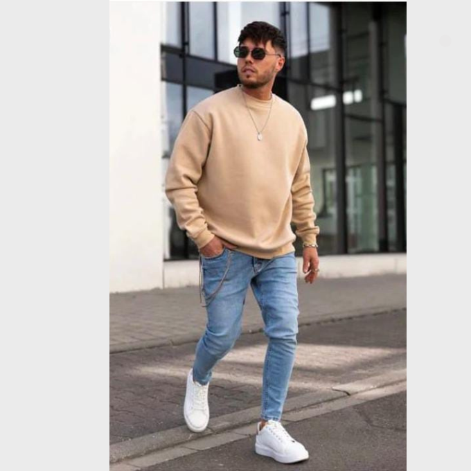 PREMIUM PLAIN SWEATSHIRTS - BIEGE