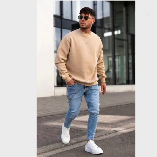 PREMIUM PLAIN SWEATSHIRTS - BIEGE