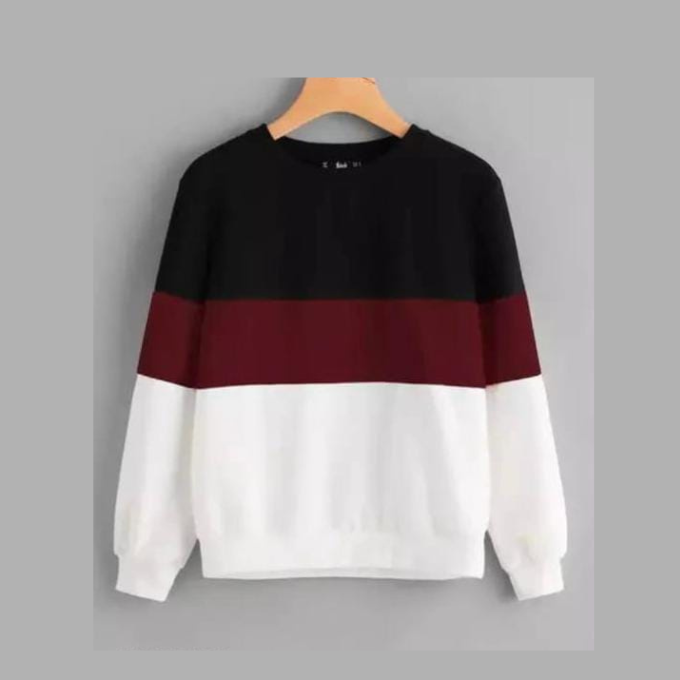 Black Maroon And White Block Sweatshirt