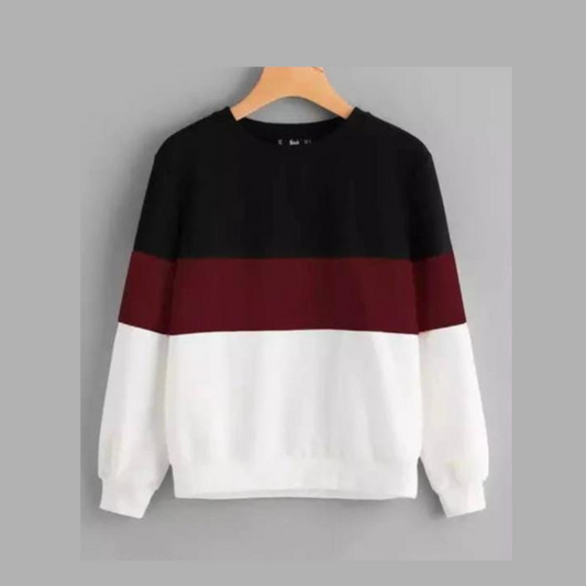Black Maroon And White Block Sweatshirt