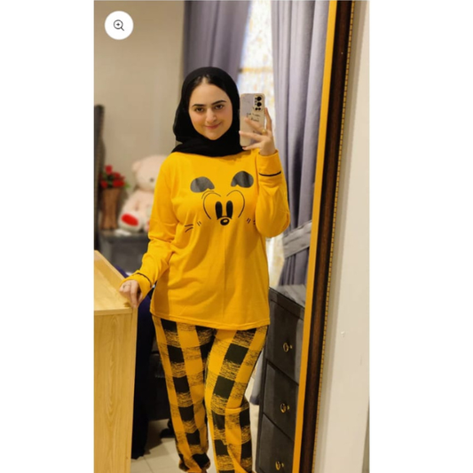 Yellow Mickey Mouse Printed Night Suit