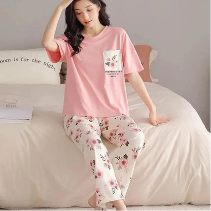 Pocket Flower Pink Pj Siut