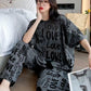 SR Dark Gray Love Printed Night Suit
