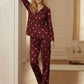 Glitter Heart Print Maroon(Dilber khush) Set