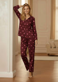 Glitter Heart Print Maroon(Dilber khush) Set