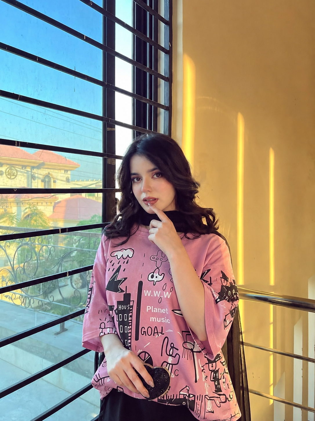SR-PLANET PRINTED PJ SUIT - PINK