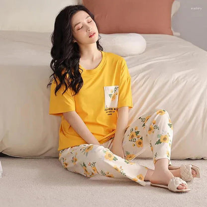 Yellow Pocket Flower Pj Siut
